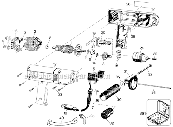 Page A Diagram and Parts List for 7144-04 Type 3 Black and Decker Electric Drill